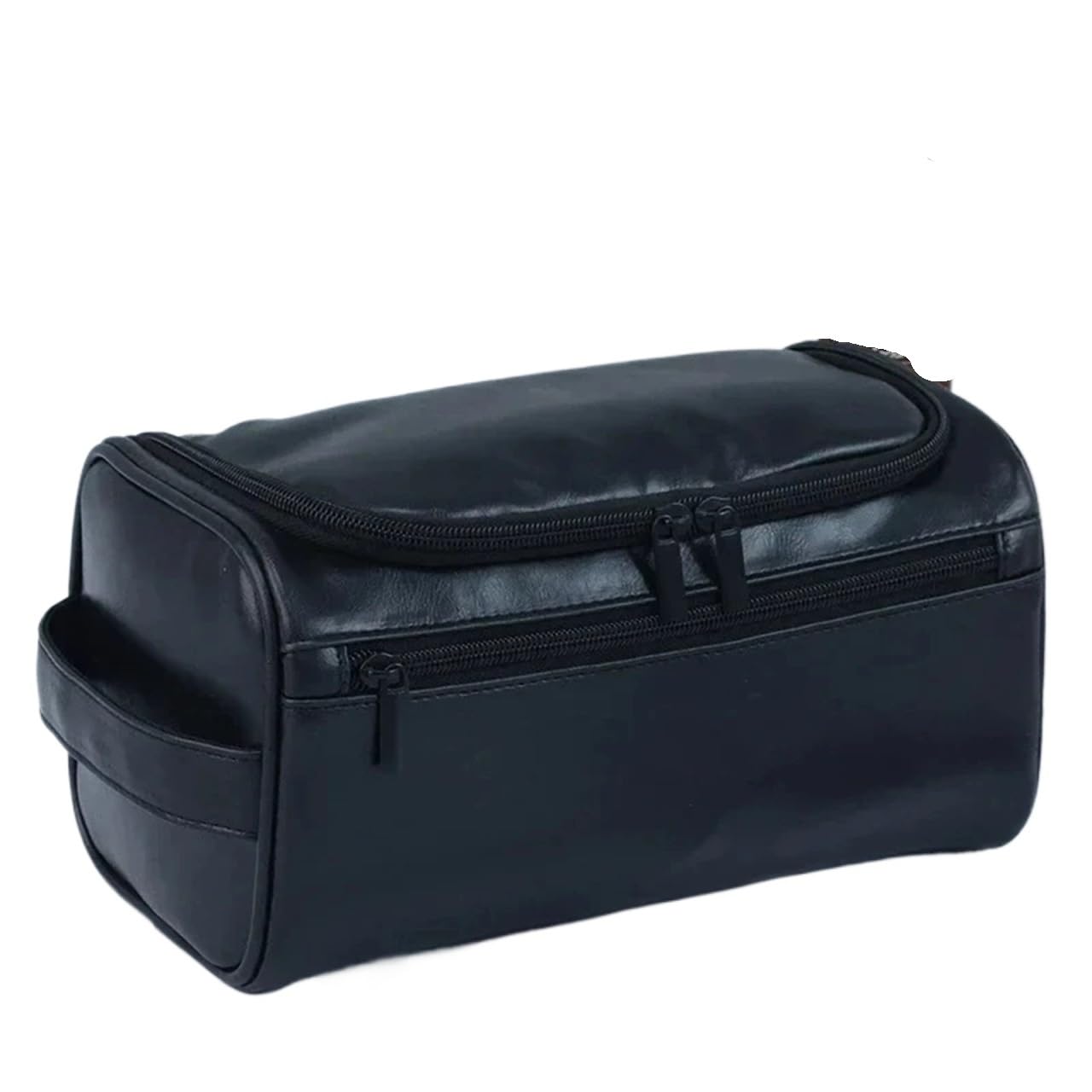 Borsa da toilette da viaggio Borsa da toilette in pelle for uomo Donna appendere viaggio for viaggiare for cosmetici grande(PU-Black)