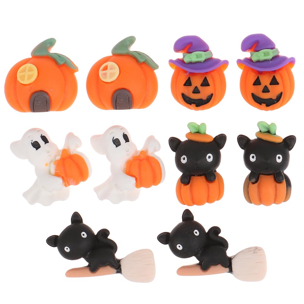 Lot De 60 Cabochons En Résine Forme Citrouille Halloween - Dos Plat, 2 Modèles, Pour DIY, Scrapbooking
