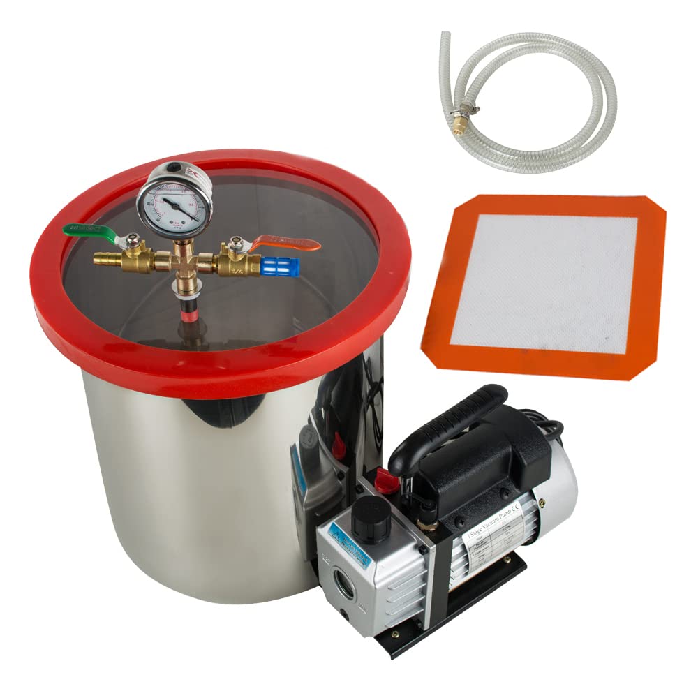 5 Gallon Vacuum Chamber with Pump, Stainless Steel Vacuum Degassing