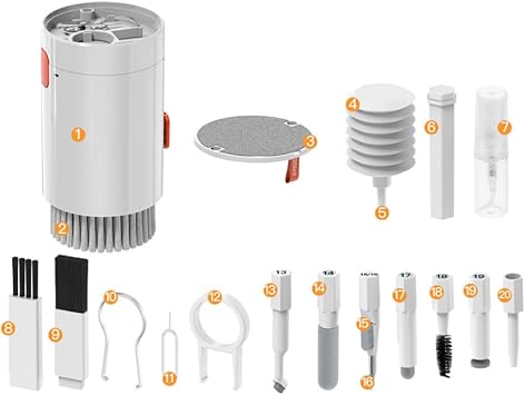 Jouis 20'si 1 Arada Klavye Temizleme Seti - Fırçalı, Kulaklık ve PC Temizleme Kiti, AirPods 1/2/3/Pro, Dizüstü Bilgisayar, Cep Telefonu İçin