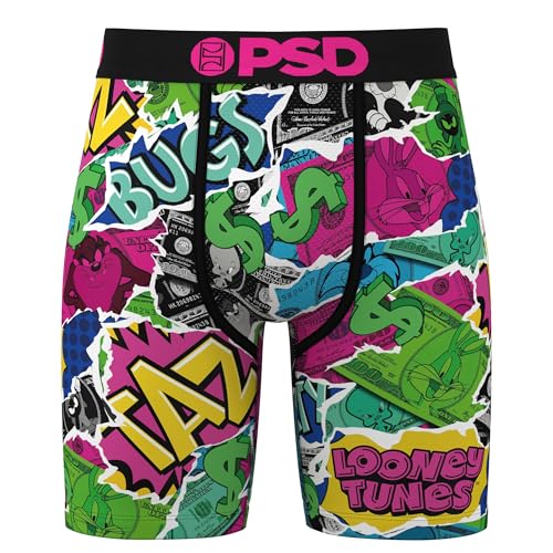 PSD Mens Boxer Briefs - Looney Money, 7 Inch Inseam, Moisture-Wicking, 4-Way Stretch, Boxer Briefs for Men Pack3
