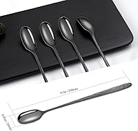 Vista 2 de YFWOOD Cuchara de té helado de mango largo de 9.1 pulgadas, cuchara de helado, cucharas de café largas, cucharas de cóctel de acero inoxidable