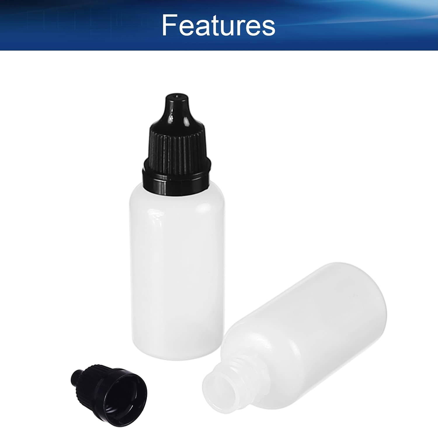 Bettomshin 50Pcs 20ml PE Plastic Dropping Bottles, Thin Mouth Vial of Squeezable Liquid Eye Liquid Dropper, Liquid Sample Seal Storage Translucent Bottle with Black Cap : Industrial & Scientific