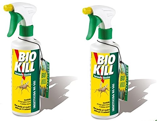 BIO KILL - INSETTICIDA SPRAY FORMULA CLASSICA 2 CONFEZIONI DA 500 ML ● efficace contro tutti gli insetti a sangue freddo ● spray ● contro mosche ● cimici ● formiche ● scarafaggi ● zanzare