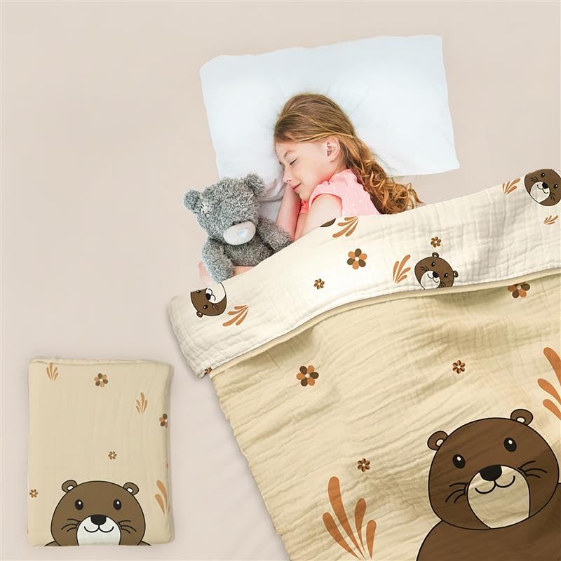 R for Rabbit Softkins Muslin Quilt Blanket for Newborn Baby 3 Layers Muslin Cotton Fabric All-Season Soft Breathable Lightweight & multipurpose Reversible Dohar, 100 x 100 cms, 0+ Months (Teddy Beige)-image-33
