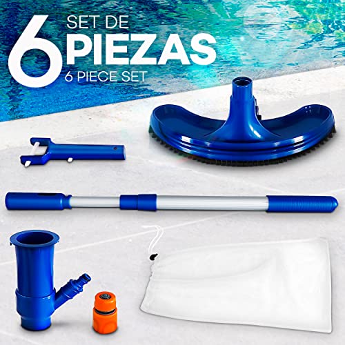 Miniatura 4 de Tillvex Kit De Mantenimiento De Piscinas Set Completo De Aspirador Limpiafondos Con Mango Telescópico Incl. Cepillo, Red De Limpieza, Varilla Extensible Con Mango Telescópico
