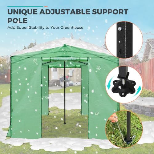 Image of EAGLE PEAK 12x8 Easy Setup Pop Up Greenhouse, Support Pole, Clear /Green