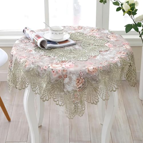 Couverture de table à manger pour masquer l'usure avec cette nappe brodée verte