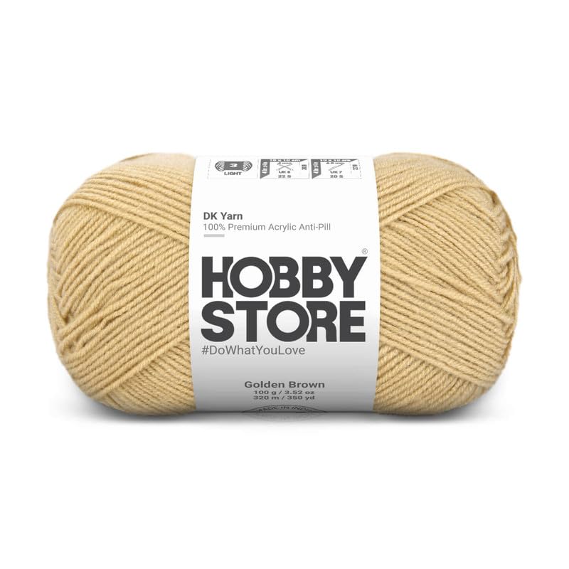 Image of DK Solid Yarn - Anti-Pill Acrylic Solid DK Yarn for Crochet & Knitting Everyday Essentials (1 ball /100 g) - Golden Brown 1835 | Magic Needles