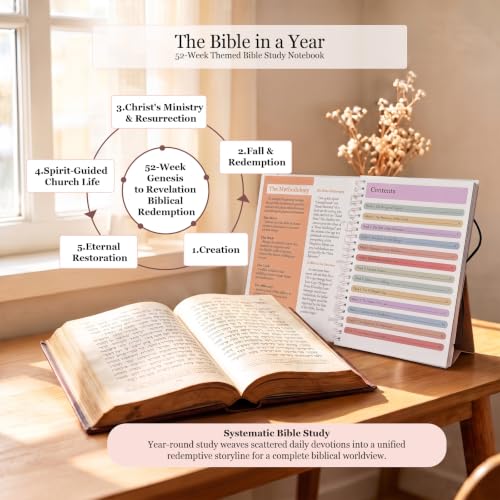 Image of 52-Week Bible in a Year Spiral Bible Study Guide Notebook Journal Planner