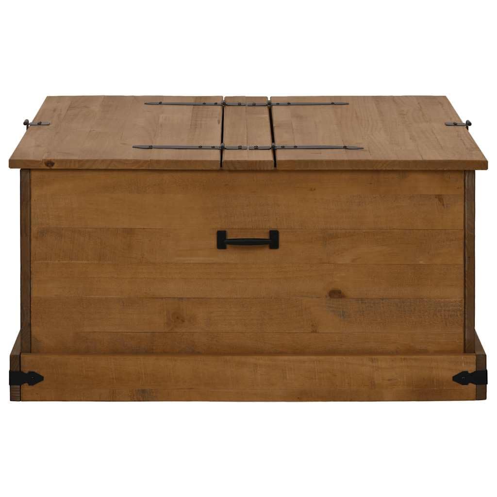 HALDEN Baúl de madera maciza de pino 91 x 91 x 47 cm, doble baúl con asas de metal, baúl de almacenamiento con mucho espacio para ropa y mantas, también utilizable como mesa de café