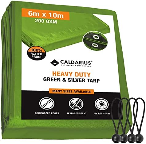 Tarpaulin Heavy Duty Tarp Waterproof Furniture Caravan Cover Sheet Reinforced Eyelets Premium Quality - TRUSTED BRITISH Brand - (BLUE/SILVER 100GSM, 2 x 2 m)