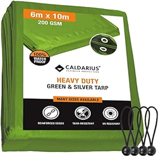 Tarpaulin Heavy Duty Tarp Waterproof Furniture Caravan Cover Sheet Reinforced Eyelets Premium Quality - TRUSTED BRITISH Brand - (BLUE/SILVER 100GSM, 2 x 2 m)
