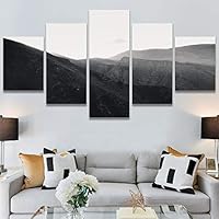 SIGNWIN 5 Panel Canvas Wall Art Monochromatic Mountains for Home Decorations Ready to Hang - 60
