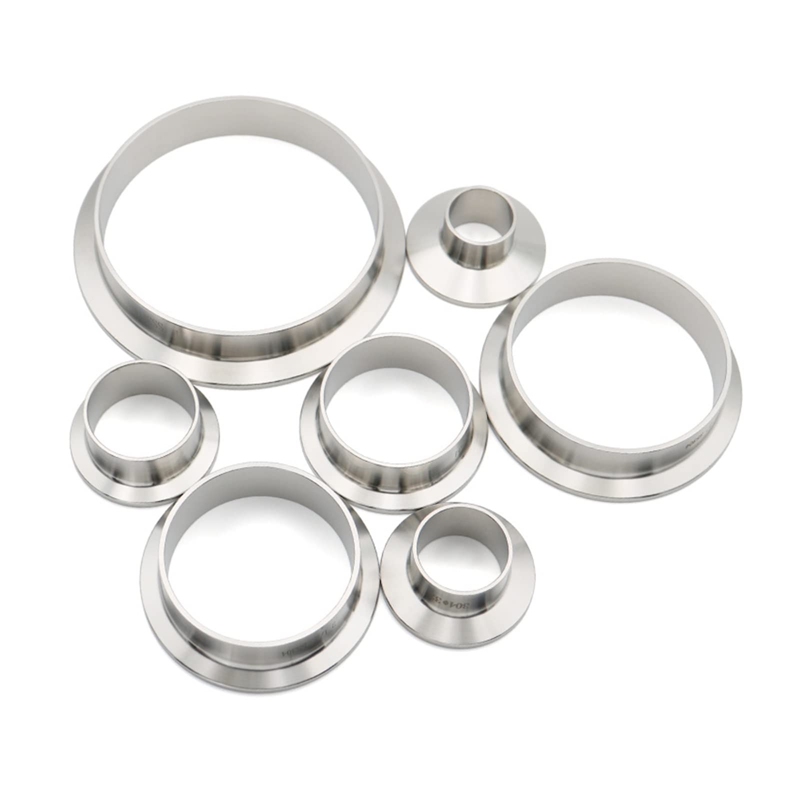 YALLS 12,7 19 25 38 108mm 0,5 "0,75" 1 "2" 3 "4" SS304 Accesorios de tubería Sanitaria de Acero Inoxidable virola de Soldadura Tri Abrazadera Brida casera (Size : 108mm Ferrule119)