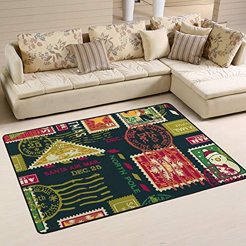 Tapis de Noël motif timbres vert pour rechauffer un sol froid