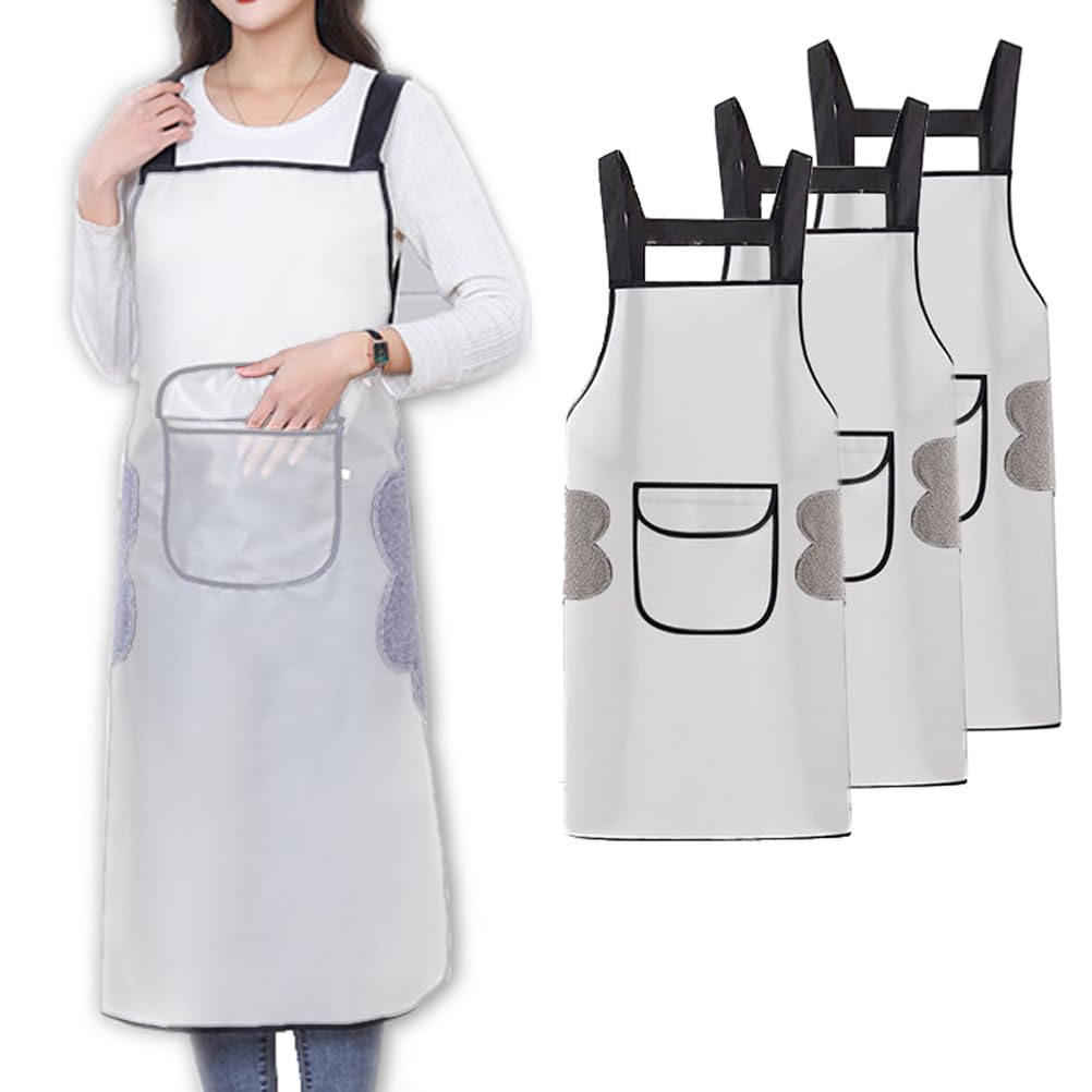 delantales de jardinería, delantal de trabajo, Paquete de 3 delantales for asar a prueba de agua y aceite, delantales de chef for hombres y mujeres,