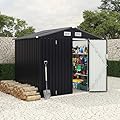 6x8 FT Metal Storage Sheds Outdoor, Metal Yard Sheds MetalGarden Shed Kit, MetalTool Shed with Lockable Door, Utility Buildings with Air Vent for Backyard Garden Patio Lawn