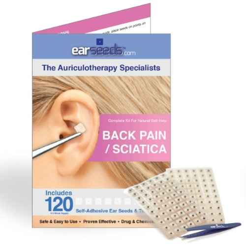 Back Pain/Sciatica Ear Seed Kit- 120 Ear Seeds, Stainless Steel Tweezer