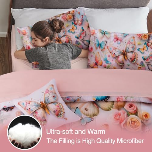 Image of A Nice Night Colorful 3D Butterfly Bedding Full Kids Comforter Set