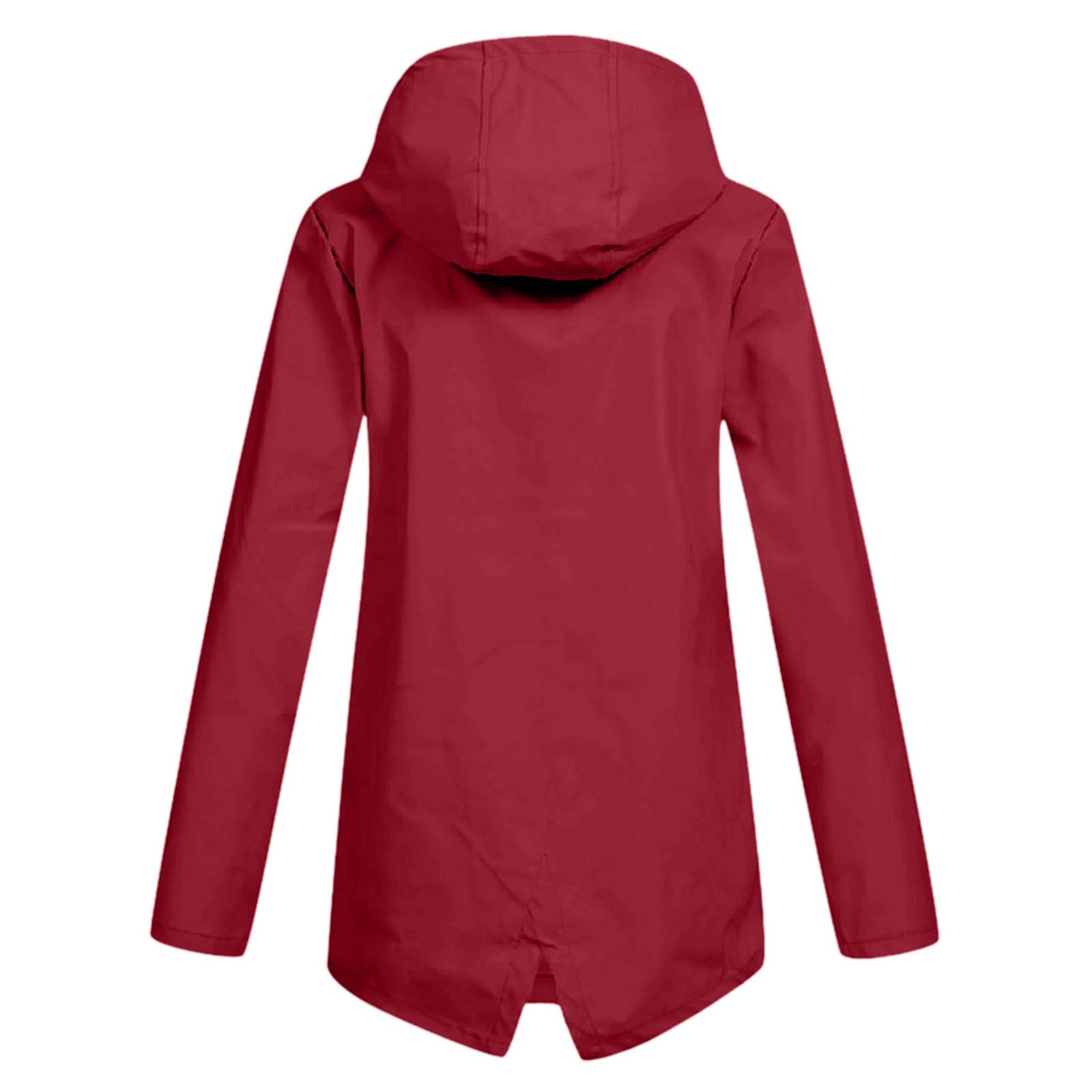 Generisch Regenmantel Damen Gefüttert Regenjacke Mit Teddy-Fleece Winterjacke Einfarbig Sweatjacke Zipper Kapuzenjacke Mit Taschen Outdoorjacke Waterproof Übergangsjacke Oversized Damenmantel Warm