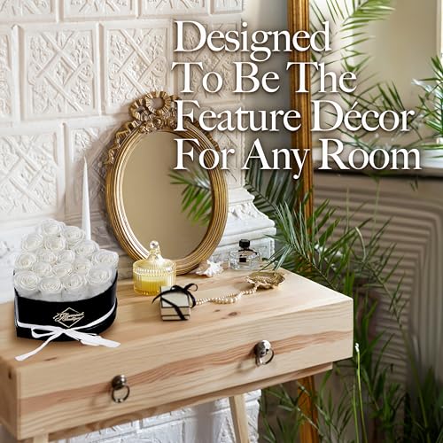 Image of GLAMOUR BOUTIQUE 16 Flower Forever Heart Shape Box, Mothers Day Gift For Mom, Eternal Preserved Roses Gift for Her, Flowers bouquet, For Birthday, Anniversary, Girlfriend - White