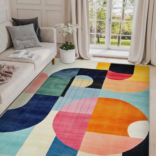 Colorful 5x7 Abstract Area Rug for Living & Dining