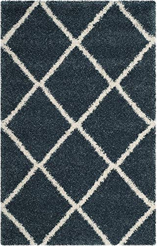 Image of Handwoven Microfibre 3D Rug for Living Room (Slate Blue & Ivory, 8 X 8 Feet (Square), Microfibre)