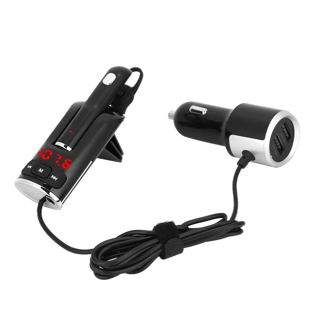 Transmisor Bluetooth, Adaptador de Radio FM Reproductor MP3 Kit Manos Libres para Auto con Cargador USB Dual para transmisión de Audio en vehículos