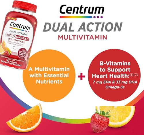 Centrum MultiGummies Multi+ Omega 3 Dual Action, Adult Multivitamin, Multivitamin/Multimineral/Omega 3 Supplement, Mixed Flavors110 Count + Guide Vitamins Free - Thumbnail 2