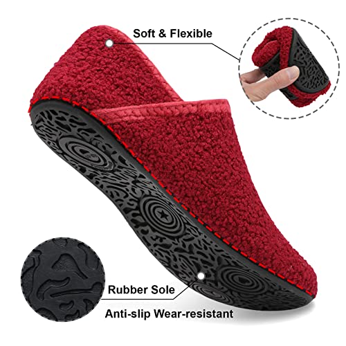 Image of Fires Womens Mens Slippers with Rubber Sole Soft-Lightweight House Slipper Socks Around House Shoes Non Slip Indoor /Outdoor