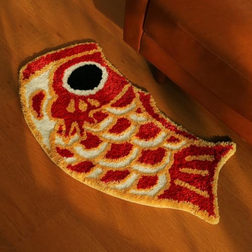 Tapis de style japonais carpe koï antidérapant pour une entrée ou un bureau zen