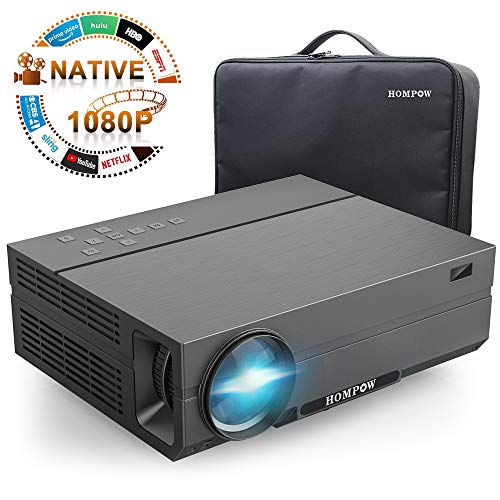 Projector, Hompow 2020 Upgraded Native 1080P Video Projector 5500Lux 80,000 Hours Led