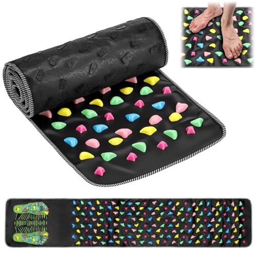 QWORK Foot Massage Mat Relaxation Walk Stone Road 68.9 x 13.78 Inches Adjustable Acupressure Foot Mat for Long Sitting Worker Elderly