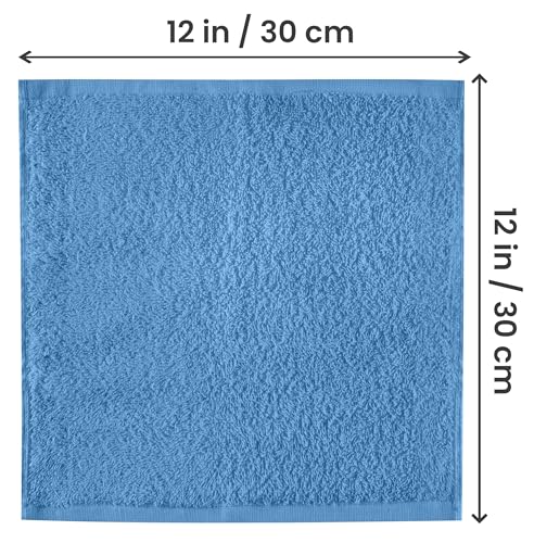 Image of Utopia Towels 24 Pack Cotton Washcloths Set, 100% Ring Spun Cotton, Premium Quality Flannel Face Cloths, Highly Absorbent and Soft Feel Fingertip Towels, Electric Blue