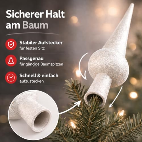 Spitze weiß Christbaumspitze Baumspitze Spitze Aufstecker für Tannenbaum Tannenbaumspitze Weihnachtsbaum Weihnachten (Spitze-Weiss)
