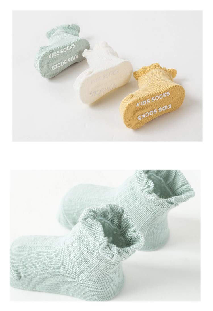 Yenzat Baby Girls Ruffle Socks Non Skid Anti Slip Socks Grip for Infant 12-24 Months 5 Pairs