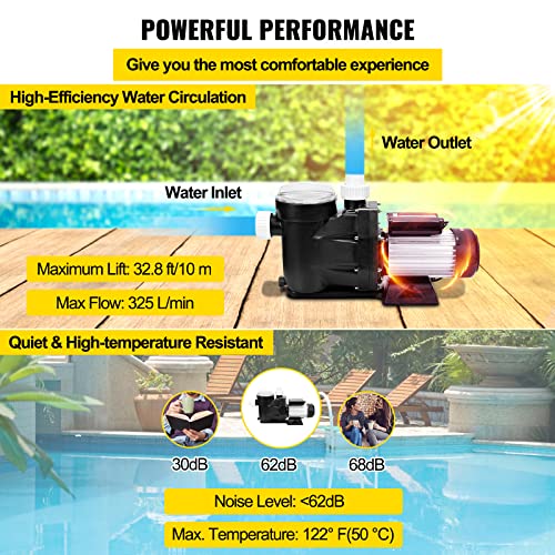 Happybuy Swimming Pool Pump 3/4 HP 110V Hot Tub Pump 0.75 Kw Water Circulation Pool Pump Spa Pump Above Ground Pool and… - Image 5