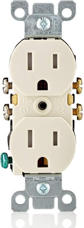 Leviton 15 Amp 125 Volt Tamper Resistant Duplex Receptacle, 10 Pack, T5320-TMP, Light Almond