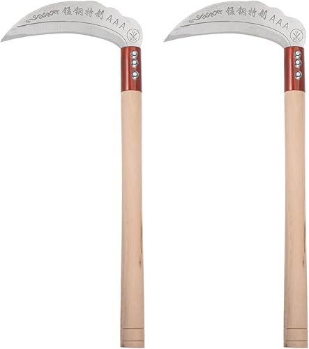 HARFINGTON 2 hoz de limpieza de cepillo de 6 pulgadas con hoja de acero al carbono forjado y mango de plástico de madera, cuchillo de machete de