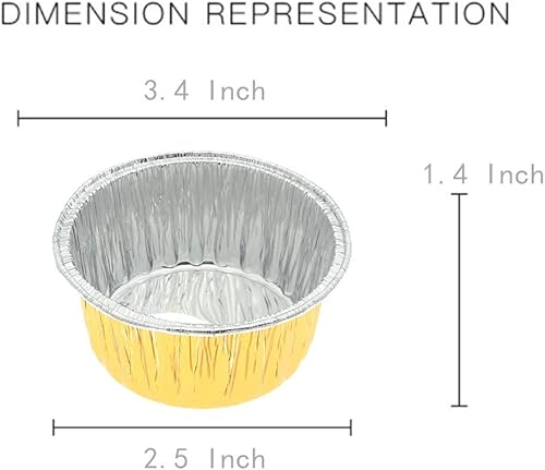 Miniatura 5 de KEISEN Vasos desechables de papel de aluminio de 3.4 pulgadas, 5 onzas, 100 por paquete, para magdalenas, tarta quiche, pan redondo, pan, horno,