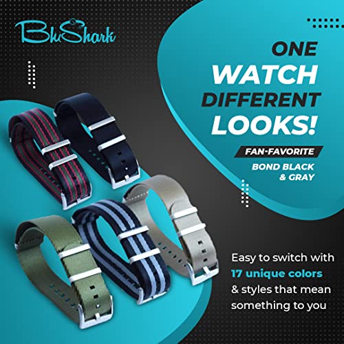 Blushark - Alphapremier Ultra Premium Nylon Watch Strap - Stainless Steel Buckle Multiple Sizes Replacement Band Straps For Men And Women, Waterproof One-Piece Moss Green 20Mm #TOP2
