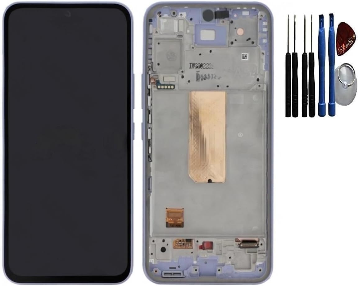 SPES Original Samsung Amoled Display Touchscreen Glas Bildschirm für Samsung Galaxy A54 5G A546B 2023 Rahmen Violet mit Werkzeug Set für einbau