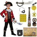 4-Tellges Set Piratenkostum Kinder, 27 pcs Piraten-Zubehor, Piraten Kostüm...