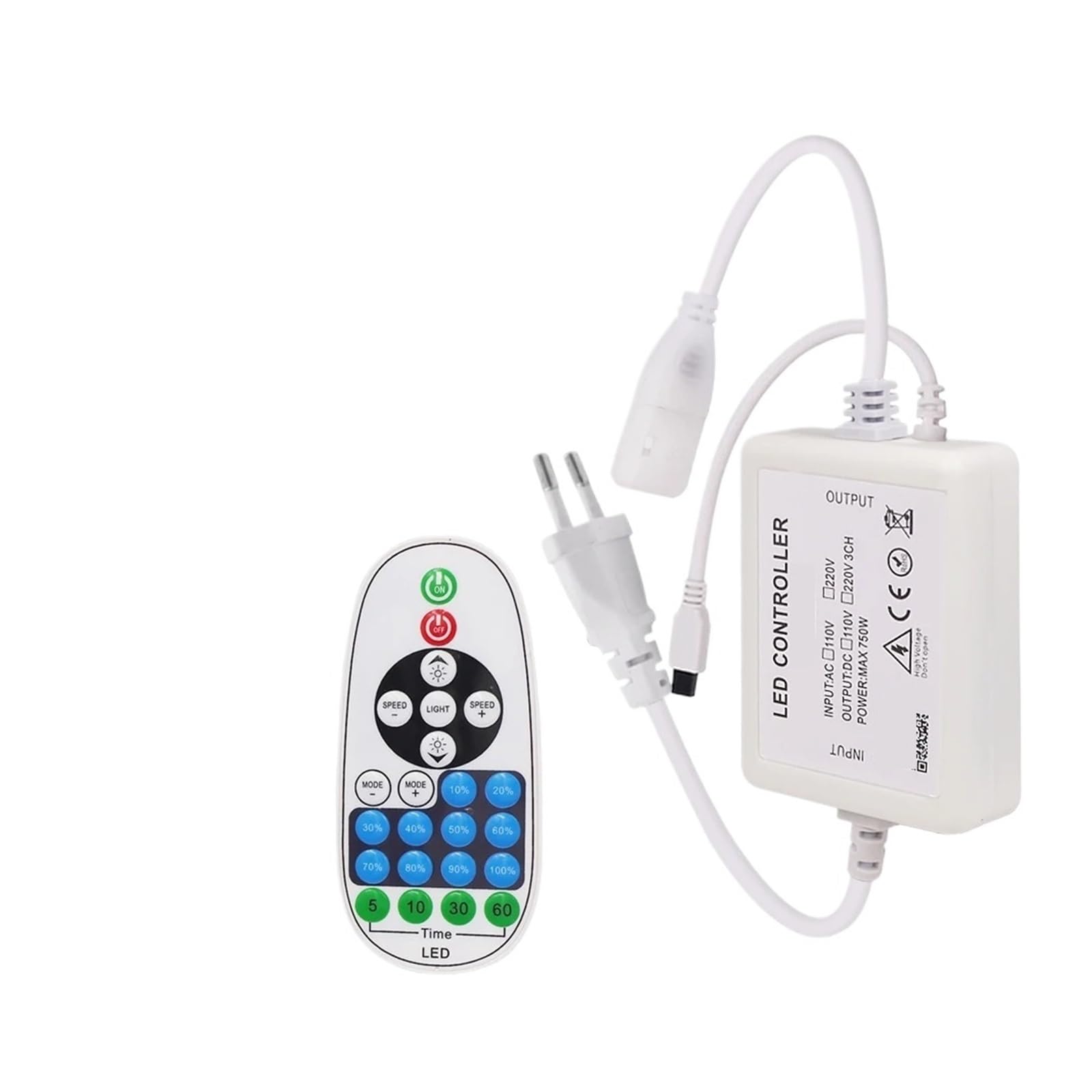 Controlador atenuador LED Control remoto atenuador LED/controlador de pantalla táctil for PCB de 8mm 110V/220V 288Leds/m tira de luz COB(23Key Remote Dimmer,220V AU Plug)