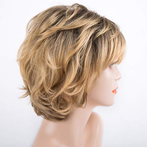 Lurrose Peruca feminina natural curta encaracolada capa de peruca de fibra realista moda ferramentas