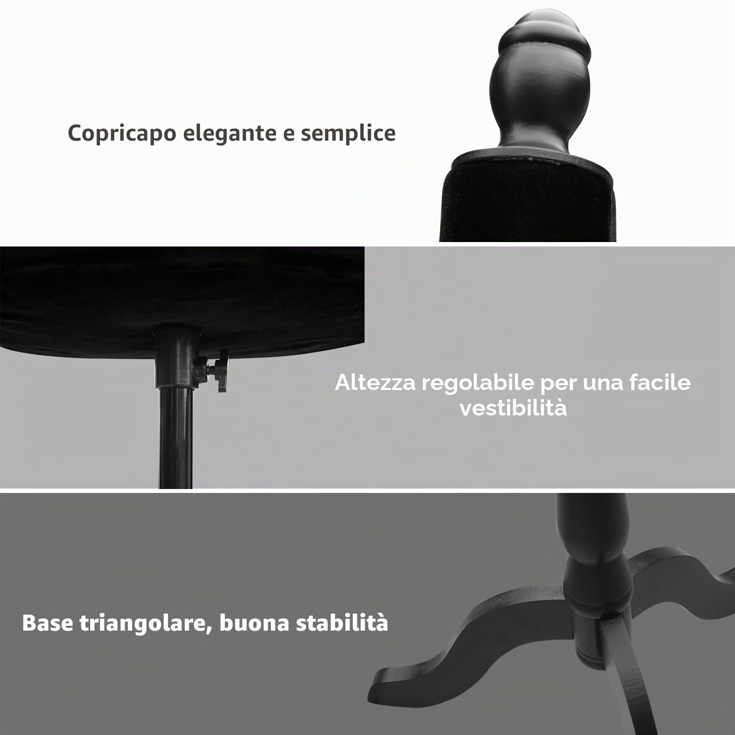 HOMCOM Manichino da cucito femminile regolabile a 130-168 cm con treppiede in legno 50 spille colorate per la fotografia di moda e l'esposizione di indumenti Nero