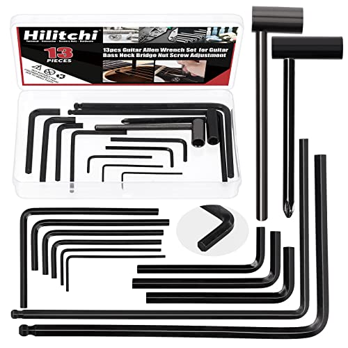 Hilitchi 13Pcs Guitar Allen Wrench Set, including 4mm 5mm Ball End Truss Rod Wrench, 7mm 8mm Truss...