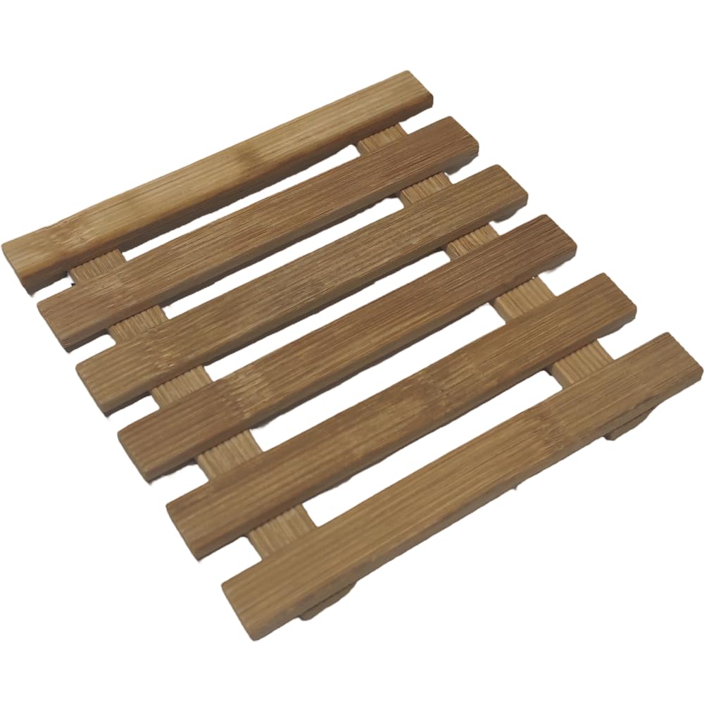 Doğal Bambu Nihale, Kare Şekilli, 15x15 cm, Sıcak Tencere Altlığı