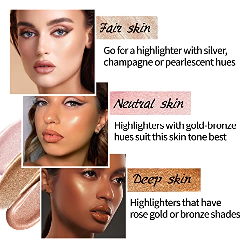 De'lanci Highlighter Stick With Brush,Glowing Shade Hydrating Formula Waterproof Highlight Stick Glitter Contour,Face Body Luminizer Makeup 3D Shimmer High Light Kit,Longwear For Girl/Older Women #2 #TOP1